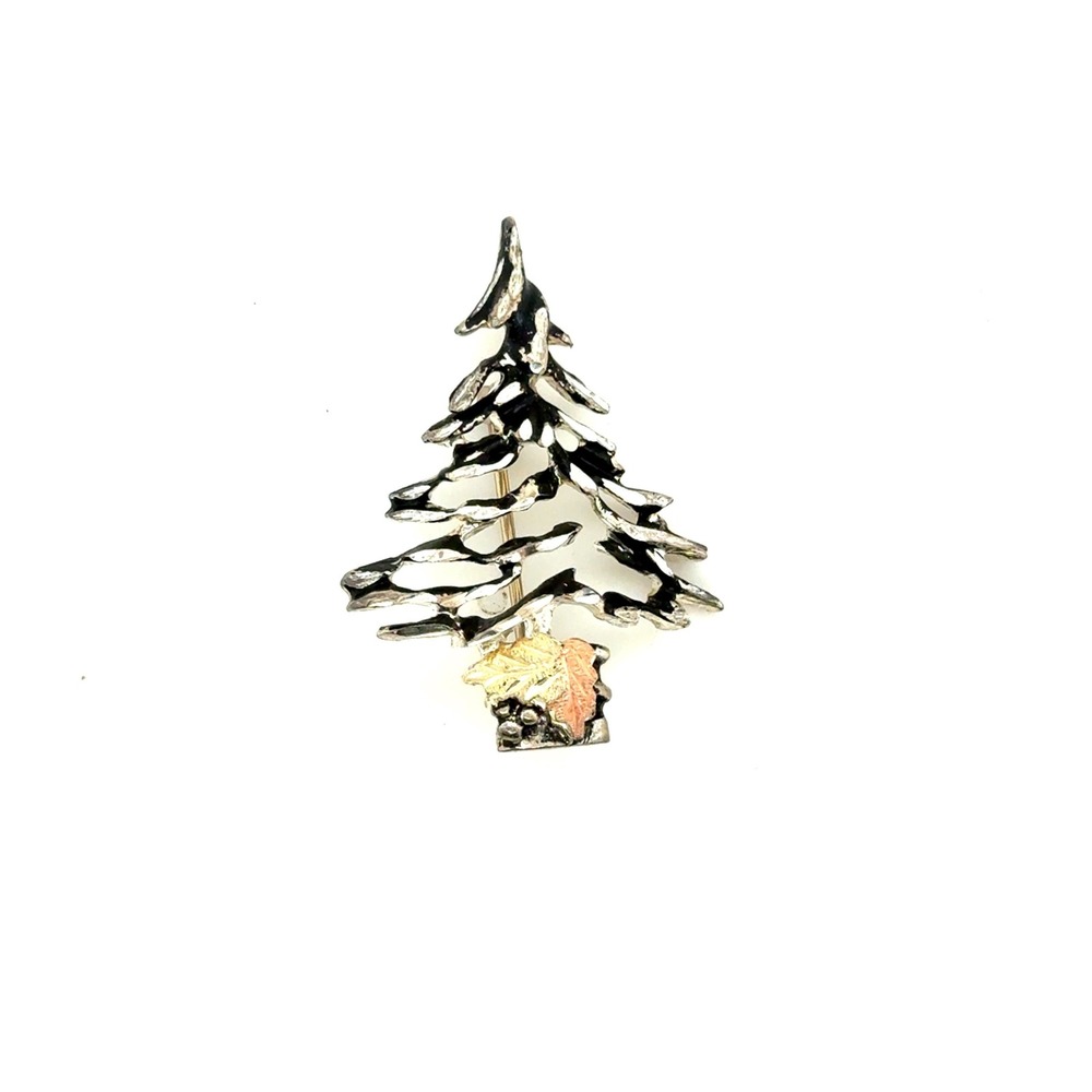Landstroms Black Hills Gold Sterling Silver 12k‎ Gold Christmas Tree Brooch Pin